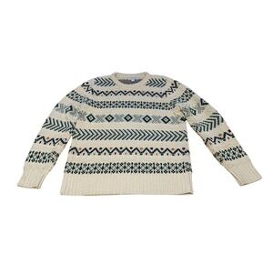 LL Bean Signature Fair Isle Fisherman Tunic Cotton Multi Sweater Size Me…
